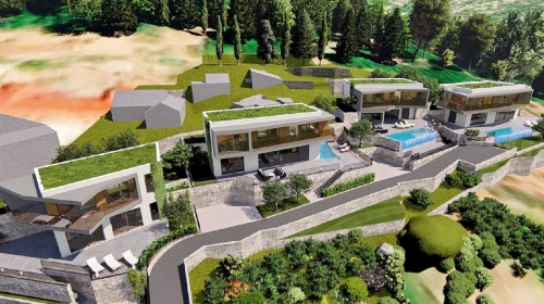 Atraktivno građevinsko zemljište cca 2.500 m2 | Idejni projekt za izgradnju 4 luksuzne vile s bazenom | Pogled more | Mogućnost kompenzacije! | Dubrovnik okolica
